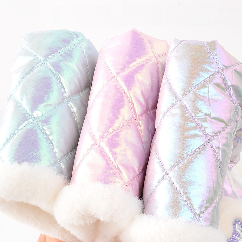 Kids Winter Beanie Scarf for 2-10 Years Old Boys Girls.Outdoor Warm Fleece Lined Thermal Knit Fluffy Pom(Blue Elsa)