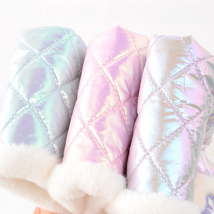 Kids Winter Beanie Scarf for 2-10 Years Old Boys Girls.Outdoor Warm Fleece Lined Thermal Knit Fluffy Pom(Blue Elsa)