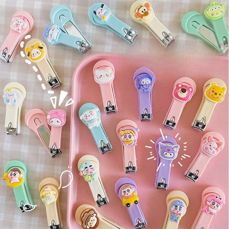 4PCS Kids Nail Clipper Manicure Sets Stainless Steel Cartoon Kitty Childrens Nail Clippers Kids Fortable Light Pedicure Kit Grooming Tools Baby Nail Clipper Set