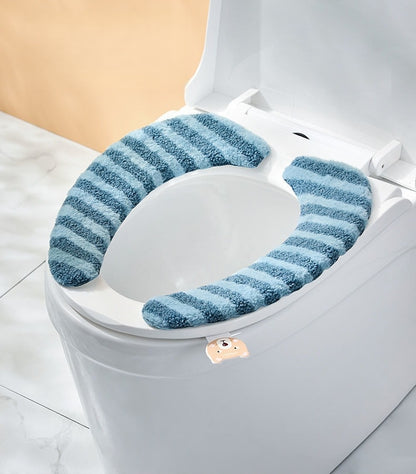 2PCS Bathroom Warmer Toilet Seat Cover Pads Soft and Portable Toilet Seat Cushion Pad Washable and Reusable Toilet Seat Pad