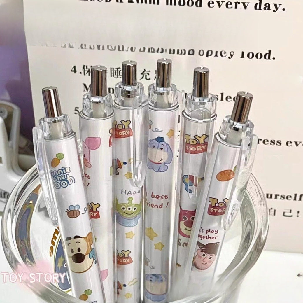 5PCS stch toy cute Gel Pen Liquid Ink Rollerball Retractable Quick Drying Extra Fine Ballpoint Premium 0.5mm Marker for Office School Stationery Supply Black