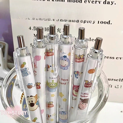 5PCS stch toy cute Gel Pen Liquid Ink Rollerball Retractable Quick Drying Extra Fine Ballpoint Premium 0.5mm Marker for Office School Stationery Supply Black