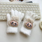 Full Finger Gloves Dinosaur Cat Capybara Winter Knit Warm Mittens Soft Lined Fleece Thermal Outdoor Stretchy Gloves for Kids boys girls (Labubu)