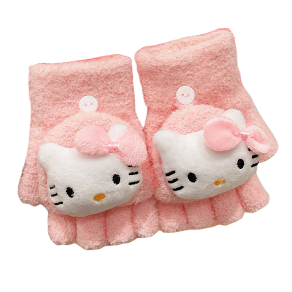 Fingerless Flap Cover Gloves Winter Knit Warm Mittens Soft Lined Fleece Thermal Outdoor Half Finger Gloves with Cover Convertible Flip Top for Kids