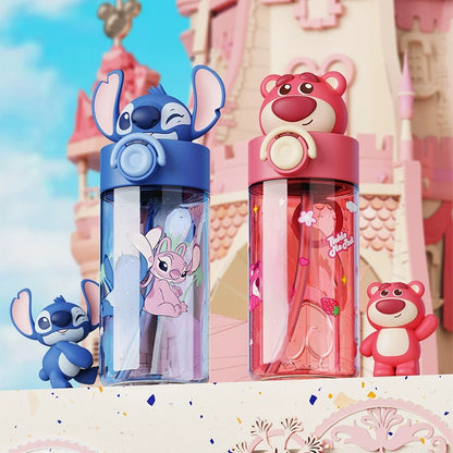 Water Bottle Reusable Kids 520ml PP with Two Lids Leak Proof with straw Lid BPA Free Drinking