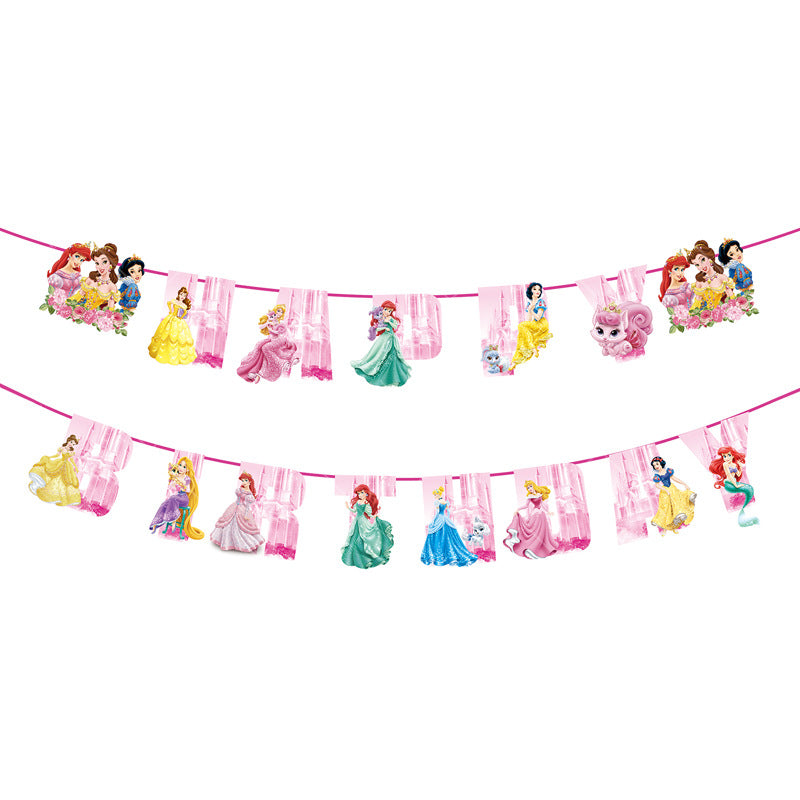 Stch Spider Princess Frozen Tableware Set Birthday Celebration Party Set Birthday Decoration Set for Happy Banner, Plates, Cups Set,Napkins,Tablecloths for 20 Guests