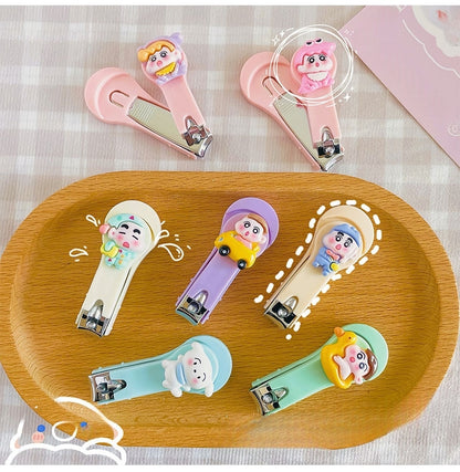4PCS Kids Nail Clipper Manicure Sets Stainless Steel Cartoon Kitty Childrens Nail Clippers Kids Fortable Light Pedicure Kit Grooming Tools Baby Nail Clipper Set