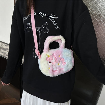 Kids Purse Girls unicorn fluffy Silicone Mini Children's Coin Purse Cute Cartoon Shoulder Bag Crossbody Accessories Bags Adjustable Strap for Kids Gift Travel