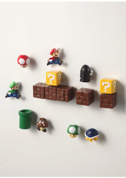 10/40PCS Super Mari Bros FRIDGE MAGNETS 3D Action Figures Kids Memo Party Bag Fillers Board Gift Refrigerator stickers