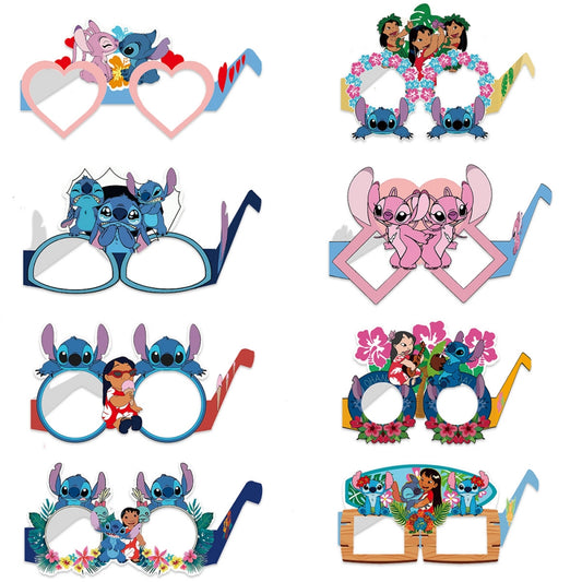 Stitch Party Eyeglasses Pack of 8,  Glasses Paper Material, Girls Boys Party Decorations Birthday Party Favors for Kids