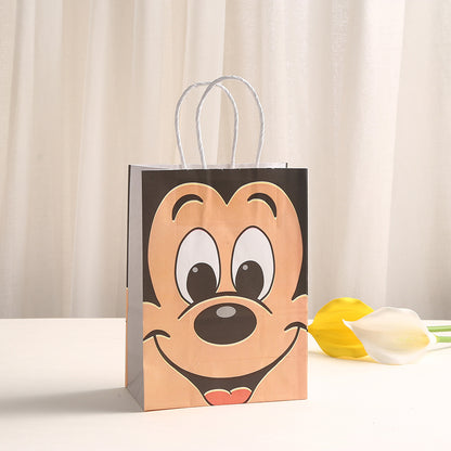 18 Pieces Princess Pink Kraft Paper for Girls Gifts Party FavorGoodie Bags Treat With Handle for Christmas,Birthday,and Celebrations Supplies (Mickey)