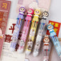Multicolor teddy bear Pens 0.5mm 10-in-1 Retractable Ballpoint Pens 10 Colors Transparent Barrel Ballpoint Pen for Office Supplies and kids school (Labubu(random color))