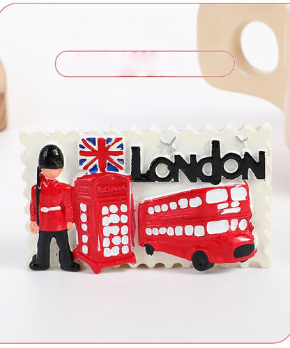 London 3D Metal Fridge Magnet London Eye Tower Bridge Big Ben Westminster Abbey Royal Guard Telephone Box Double Decker Bus England UK British Souvenir Gift (Bear)