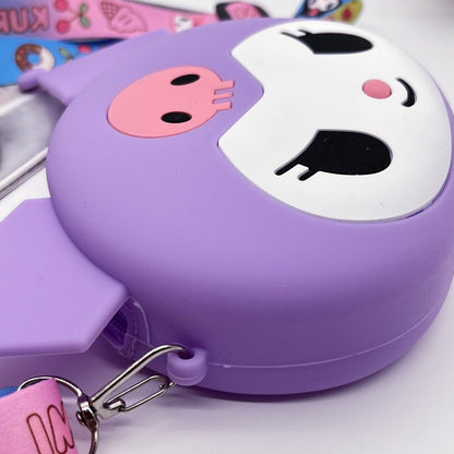 Kids Purse Girls Silicone Mini Children's Coin Purse Cute Cartoon Shoulder Bag Crossbody Bag Accessories Bags Adjustable Strap for Kids Gift Travel Holiday (Kuromi)
