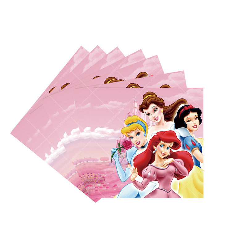 Spiderman Princess Frozen Tableware Set Birthday Celebration Party Set Birthday Decoration Set for Happy Banner, Plates, Cups Set,Napkins,Tablecloths for 20 Guests (Princess)