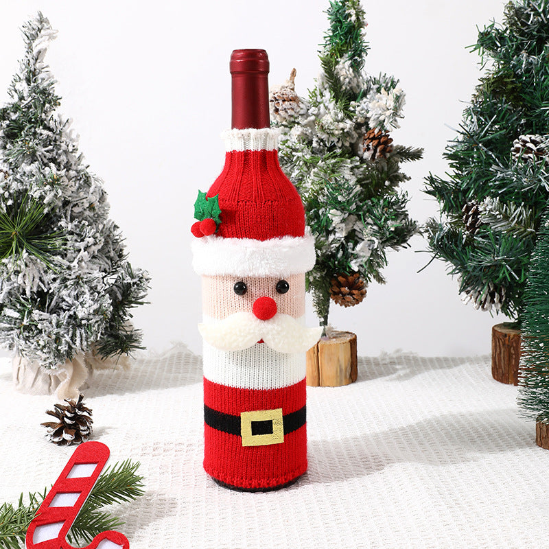 Christmas Wine Bottle Covers Decorative Knit Sleeves Wine Champagne Bottles for Holiday Table Setting Festive Ambiance Craftsmanship for Christmas Decor (Red)