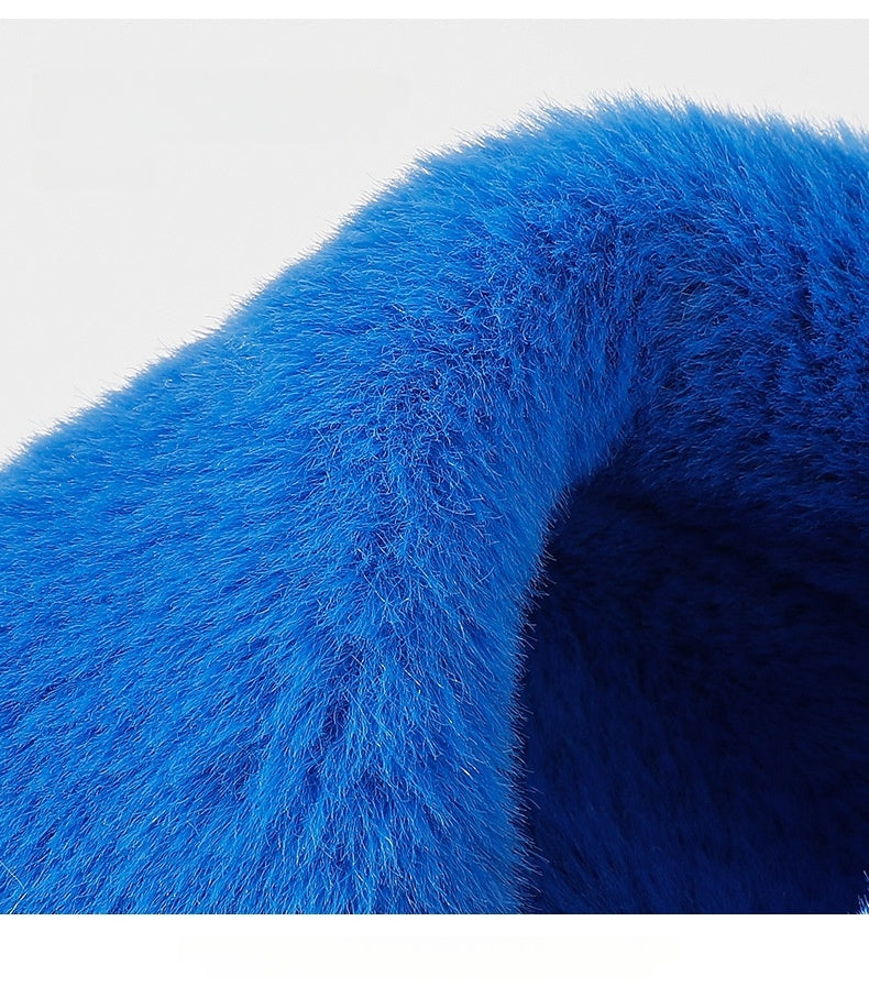 Kids Winter Beanie Scarf for 2-10 Years Old Boys Girls.Outdoor Warm Fleece Lined Thermal Knit Fluffy Pom（Blue）