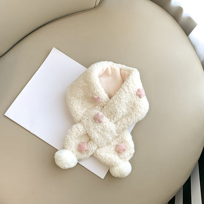 Kids Winter Beanie Scarf for 2-10 Years Old Boys Girls.Outdoor Warm Fleece Lined Thermal Knit Fluffy Pom (Pink)