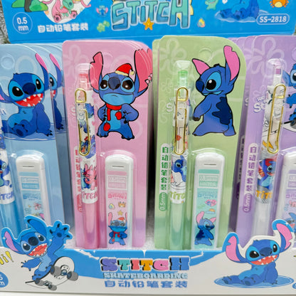 Stitch Mechanical Automatic Pencil Set 0.5 mm with 20PCS HB Pencil Leads for Office School Stationary Supply Party Favour Bag Fillers Gift Girls Boys writing