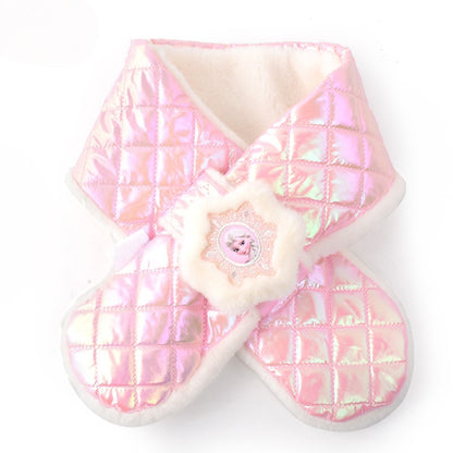 Kids Winter Beanie Scarf for 2-10 Years Old Boys Girls.Outdoor Warm Fleece Lined Thermal Knit Fluffy Pom(Blue Elsa)