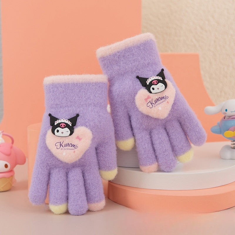 Full Finger Gloves Elsa Winter Knit Warm Mittens Soft Lined Fleece Thermal Outdoor Stretchy Gloves for Kids boys girls