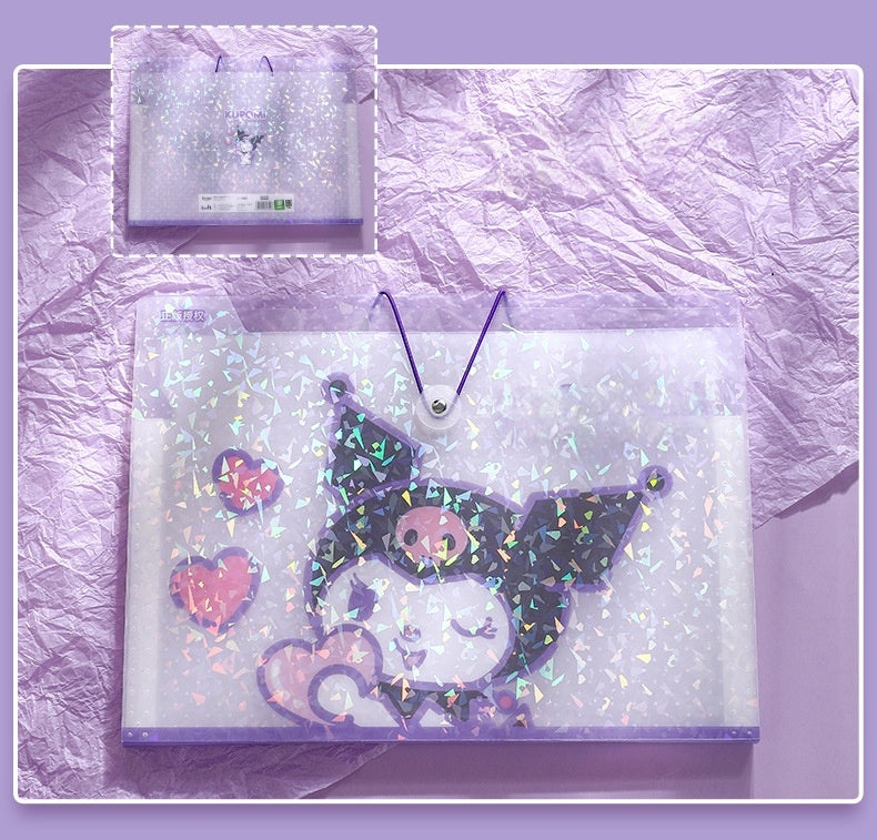 Princess A4 Expanding File Organiser, 13 Compartment Large Capacity Document Folder, Accordion Document Organizer with Colourful Label Tabs, Handle, Office School (KUROMI, A4)