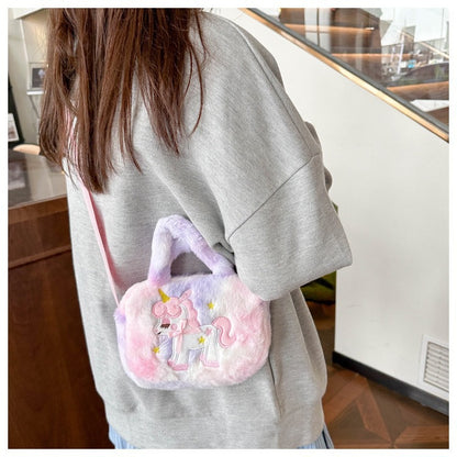 Kids Purse Girls unicorn fluffy Silicone Mini Children's Coin Purse Cute Cartoon Shoulder Bag Crossbody Accessories Bags Adjustable Strap for Kids Gift Travel