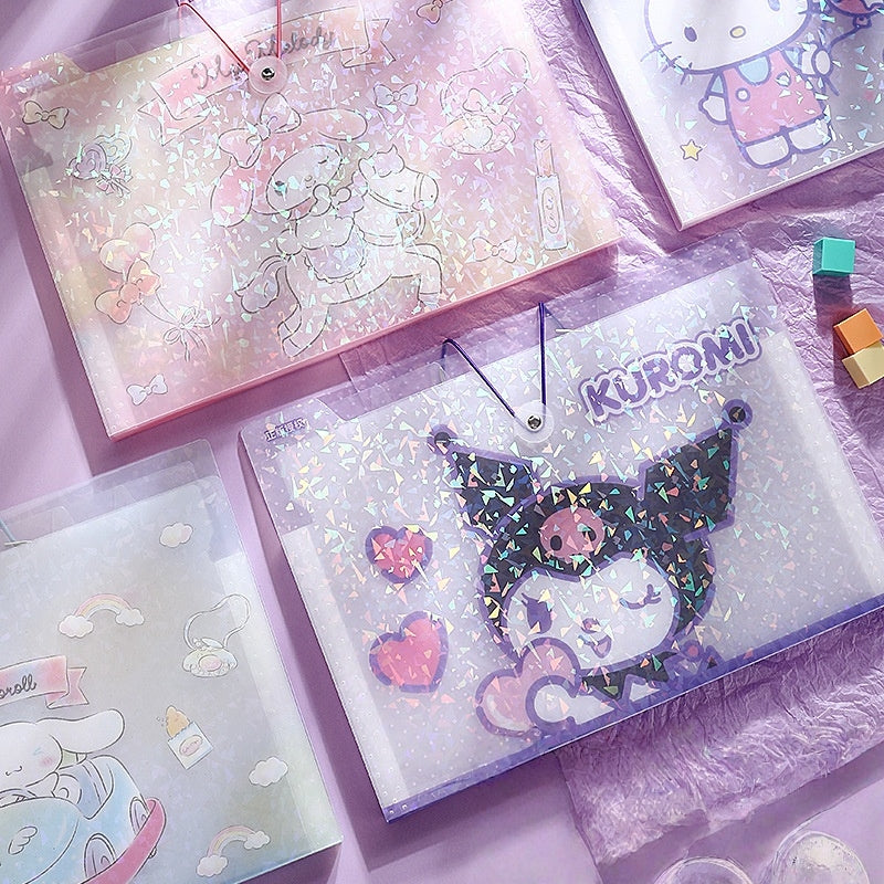 Princess A4 Expanding File Organiser, 13 Compartment Large Capacity Document Folder, Accordion Document Organizer with Colourful Label Tabs, Handle, Office School (KUROMI, A4)