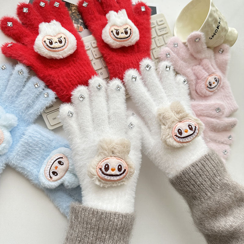 Full Finger Gloves Elsa Winter Knit Warm Mittens Soft Lined Fleece Thermal Outdoor Stretchy Gloves for Kids boys girls