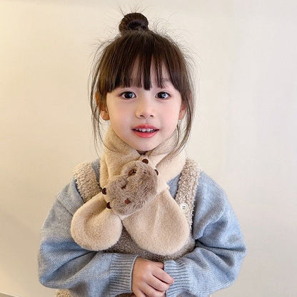 Kids Winter Beanie Scarf for 2-10 Years Old Boys Girls.Outdoor Warm Fleece Lined Thermal Knit Fluffy Pom