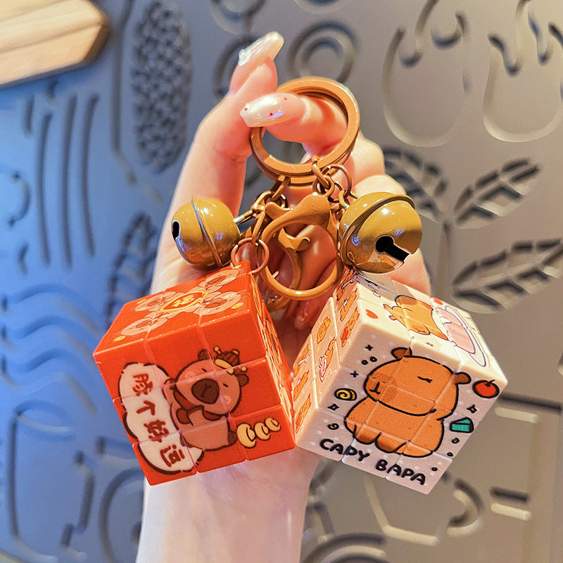 Mini cube Demon Keychain, Cartoon Hunters Figure Key Pendants Silicone for Bag backpack Keyring Decoration Pendants Adults Party Favors Birthday Party Supplies (Capybara)