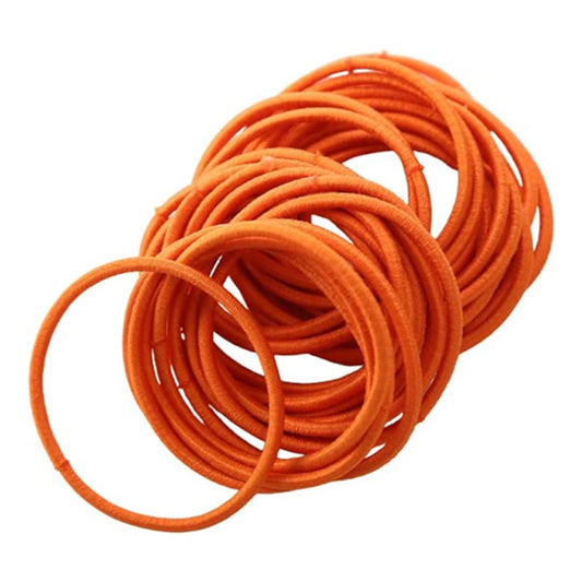 50Pcs Girls Women 2.5mm Thin School Uniform Endless Hair Elastics Bobbles Hair Ties Bands Ponios Ponytail Holders (Orange)