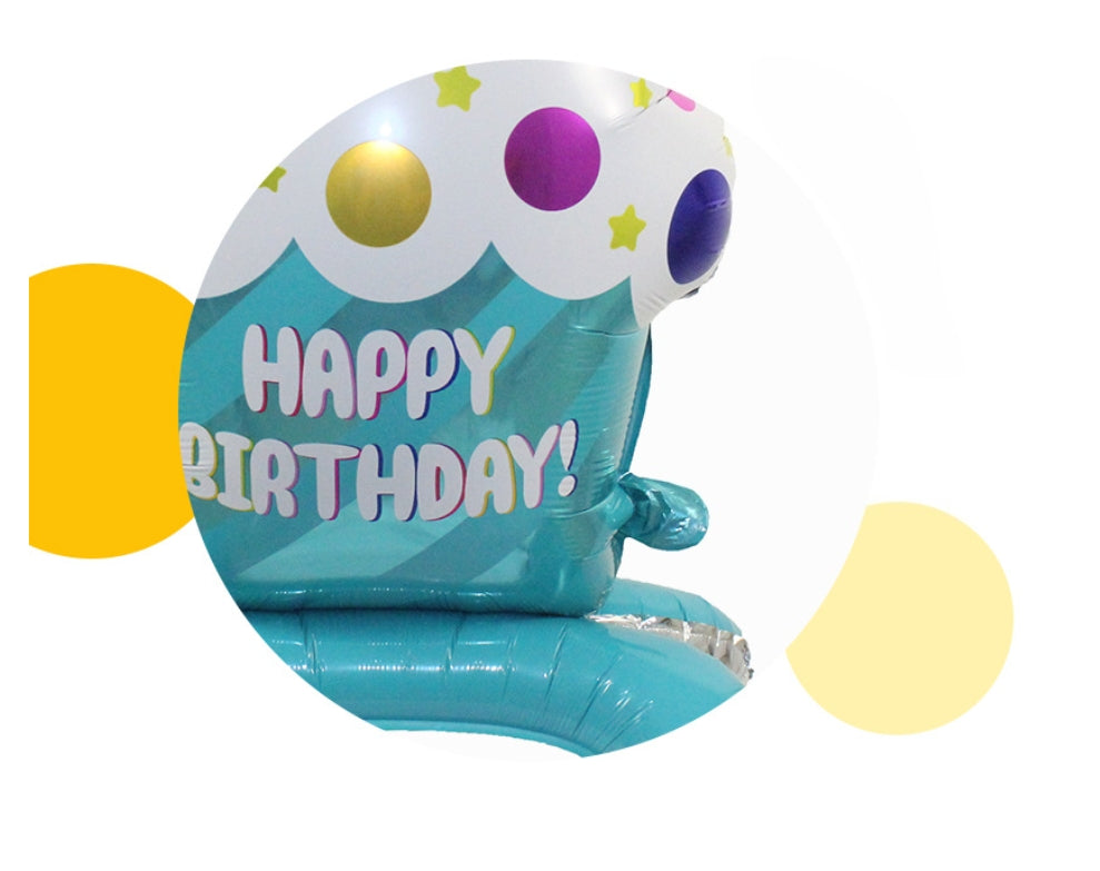 2PCS Cake Happy Birthday Balloons Set, Cute happy birthday foil balloon for Kids Party Decoration, Interesting Balloon Party Scene Decoration Indoor Outdoor Festive Supplies