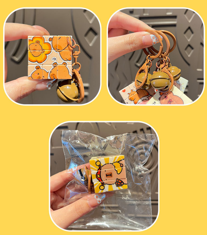 Mini cube Demon Keychain, Cartoon Hunters Figure Key Pendants Silicone for Bag backpack Keyring Decoration Pendants Adults Party Favors Birthday Party Supplies (Capybara)