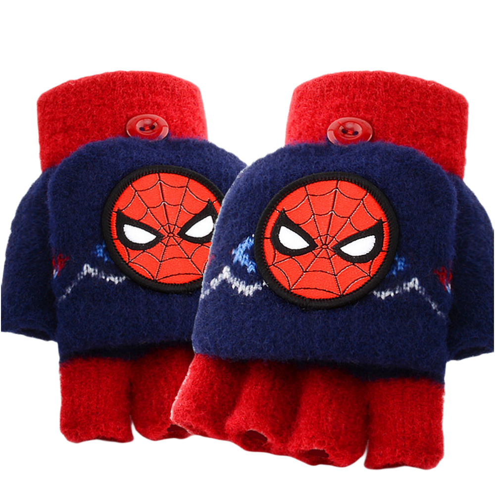 Fingerless Flap Cover Gloves Winter Knit Warm Mittens Soft Lined Fleece Thermal Outdoor Half Finger Gloves with Cover Convertible Flip Top for Kids