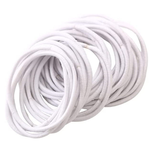 50Pcs Girls Women 2.5mm Thin School Uniform Endless Hair Elastics Bobbles Hair Ties Bands Ponios Ponytail Holders (White)