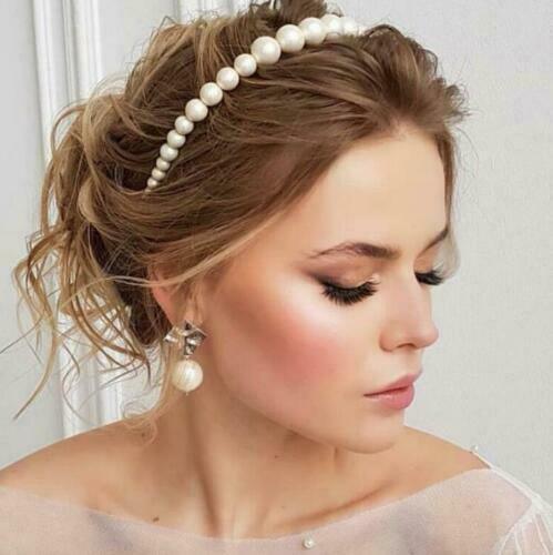 3PCS Headbands Womens Girls Alice Faux Pearls Headband Hairbands Bridal Hair Hoop Wedding Hair Accessories Bloggers Party Hair
