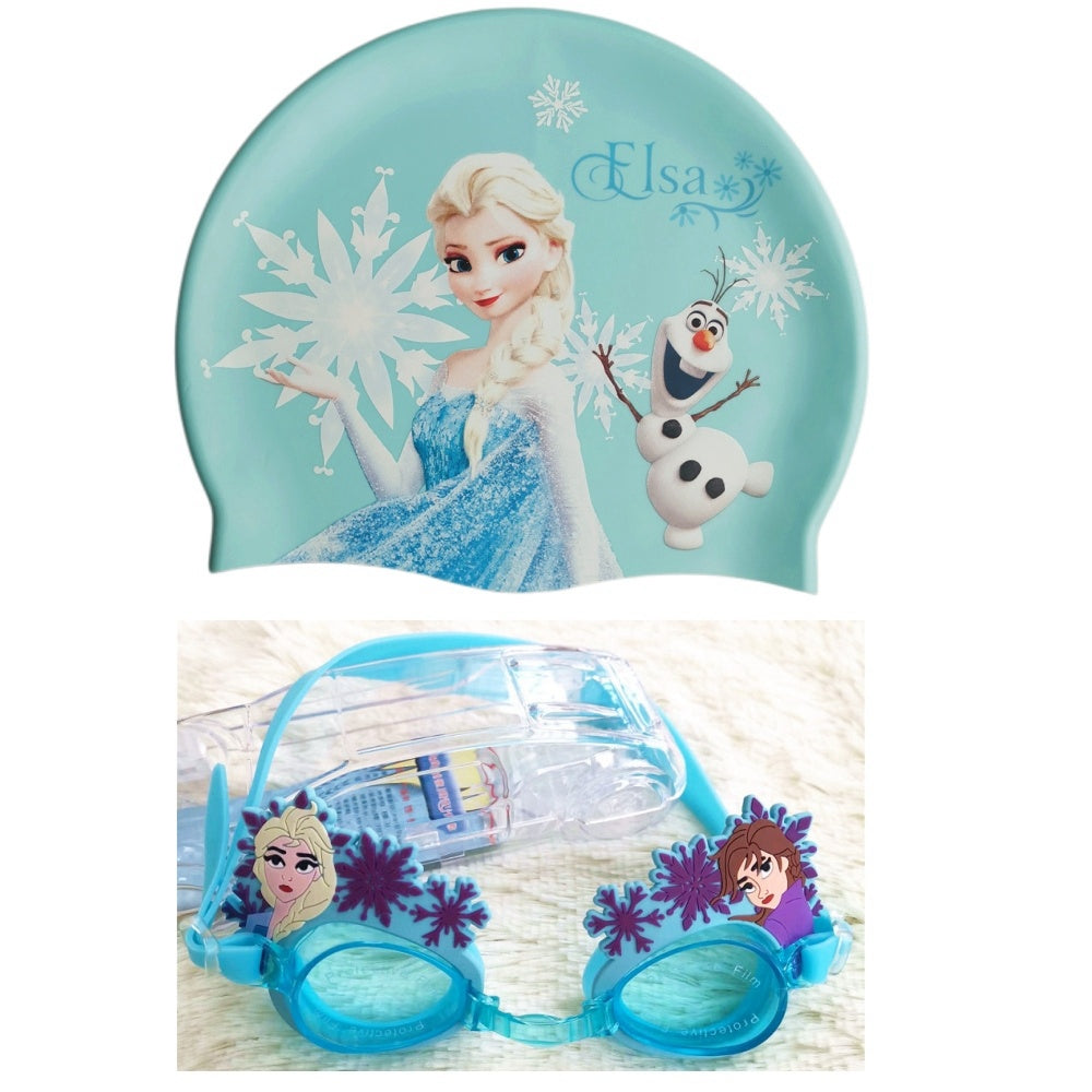 Kids Swimming Goggles Safe Soft Silicone Cap Hat Anti-Fog Waterproof No Leaking Crystal Clear Swim Goggles for Kids Children Boys Girls and Teens Age 3-15