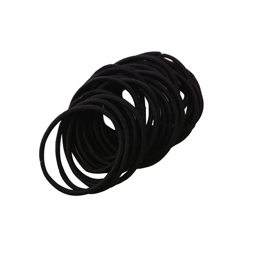 50Pcs Girls Women 2.5mm Thin School Uniform Endless Hair Elastics Bobbles Hair Ties Bands Ponios Ponytail Holders (Black)