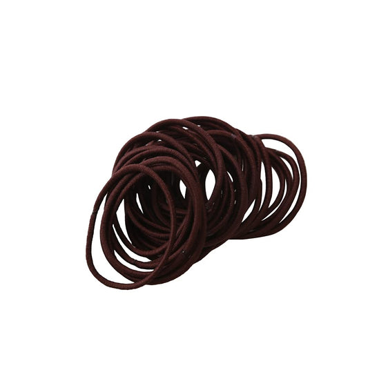 50Pcs Girls Women 2.5mm Thin School Uniform Endless Hair Elastics Bobbles Hair Ties Bands Ponios Ponytail Holders (Brown)