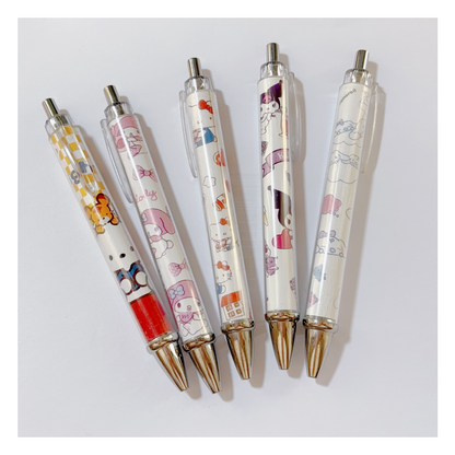 5PCS stch toy cute Gel Pen Liquid Ink Rollerball Retractable Quick Drying Extra Fine Ballpoint Premium 0.5mm Marker for Office School Stationery Supply Black