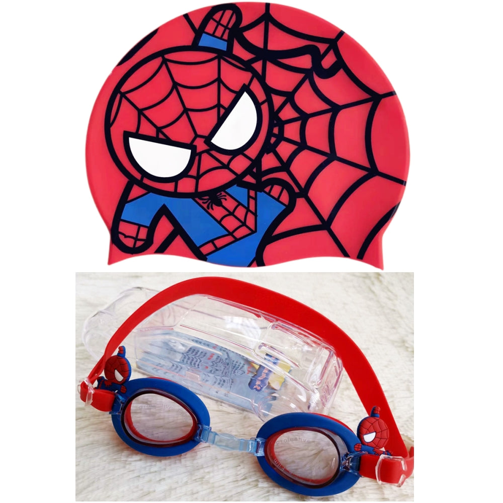 Kids Swimming Goggles Safe Soft Silicone Cap Hat Anti-Fog Waterproof No Leaking Crystal Clear Swim Goggles for Kids Children Boys Girls and Teens Age 3-15