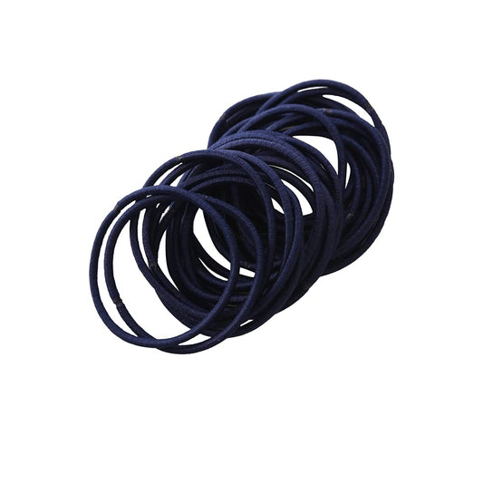 50Pcs Girls Women 2.5mm Thin School Uniform Endless Hair Elastics Bobbles Hair Ties Bands Ponios Ponytail Holders (Navy)