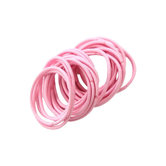 50Pcs Girls Women 2.5mm Thin School Uniform Endless Hair Elastics Bobbles Hair Ties Bands Ponios Ponytail Holders (Pink)