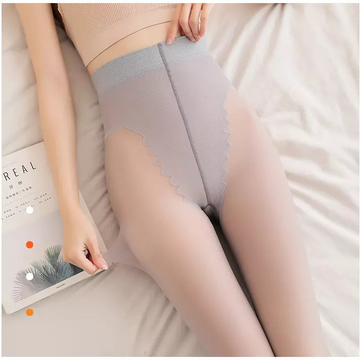 Women Magic Extra Thick Warm Winter Double Lined Stretch Thermal Fleece Tights (Grey)