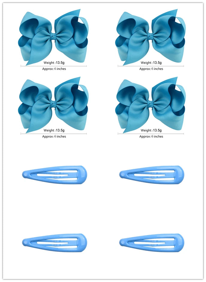 8pcs Women Kids Snap Bow Hair Clip Set Ribbon School Uniform Bows Metal Barrette