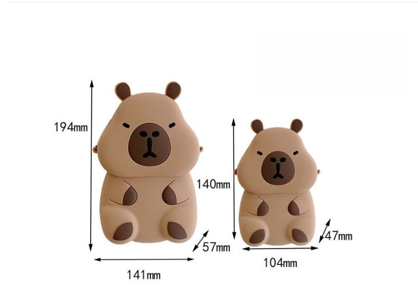 Kids Purse Girls Silicone Mini Children's Coin Purse Cute Cartoon Shoulder Bag Crossbody Bag Accessories Bags Adjustable Strap for Kids Gift Travel Holiday (Capybara)