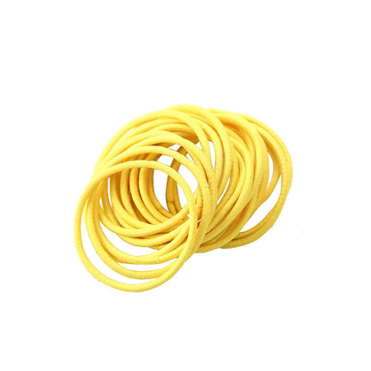 50Pcs Girls Women 2.5mm Thin School Uniform Endless Hair Elastics Bobbles Hair Ties Bands Ponios Ponytail Holders (Yellow)