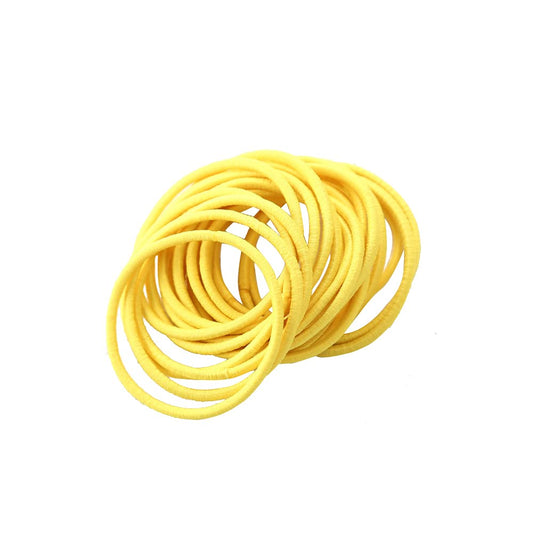 50Pcs Girls Women 2.5mm Thin School Uniform Endless Hair Elastics Bobbles Hair Ties Bands Ponios Ponytail Holders (Yellow)